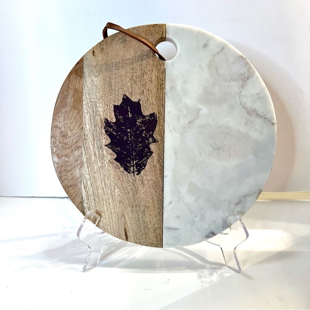 Hearth & Hand Marble Acacia Wood Charcuterie Cheese Board Round 10”